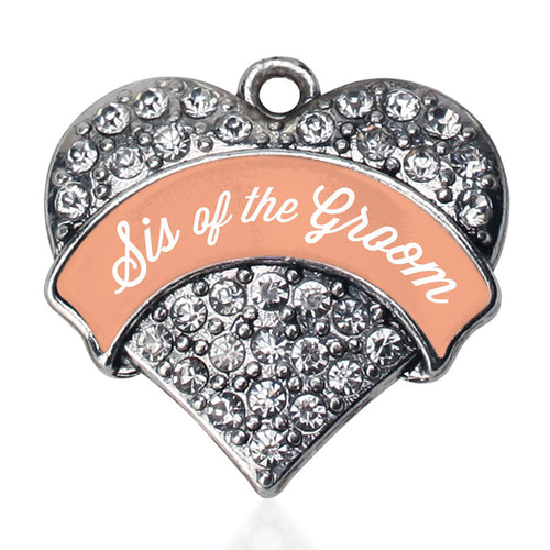 Peach Sis of the Groom Pave Heart Charm