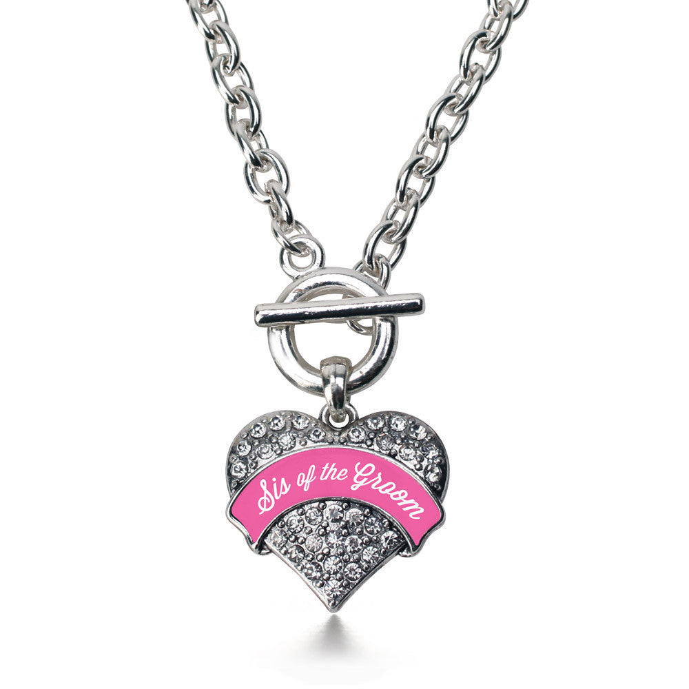 Pink Sis of the Groom  Pave Heart Charm