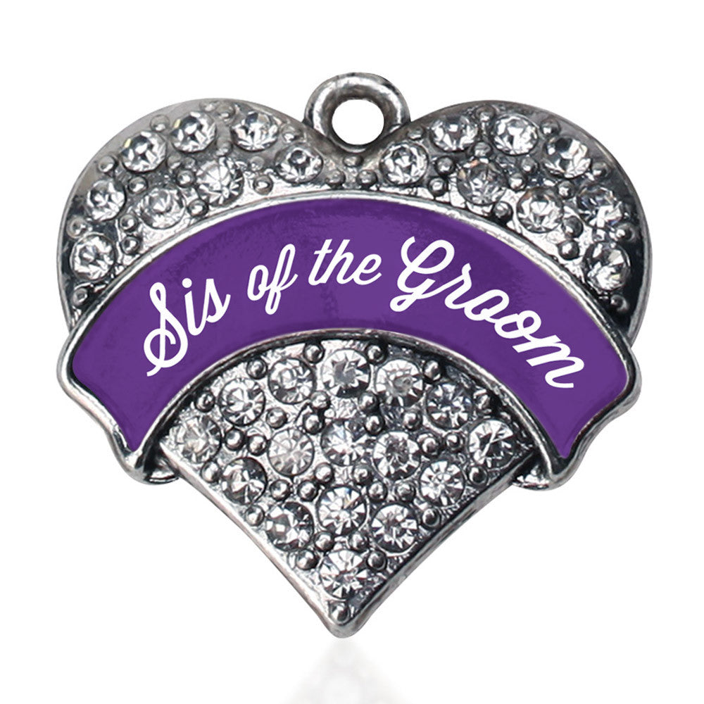 Purple Sis of the Groom  Pave Heart Charm