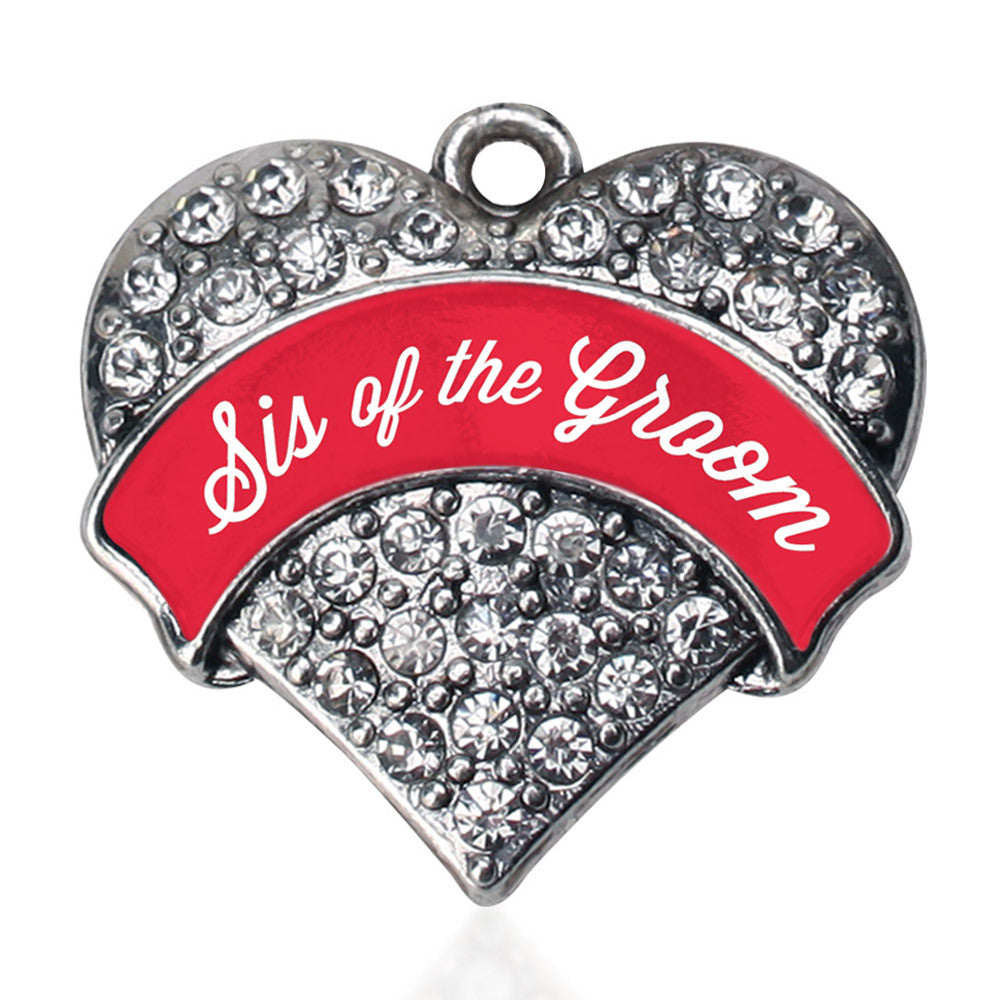 Red Sis of the Groom  Pave Heart Charm