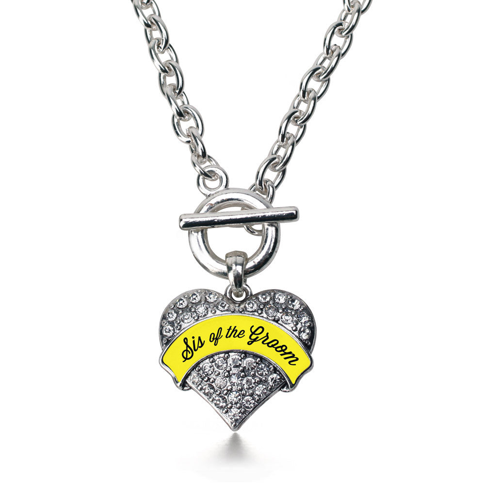 Yellow Sis of the Groom Pave Heart Charm