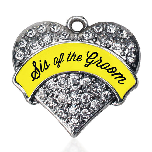 Yellow Sis of the Groom Pave Heart Charm