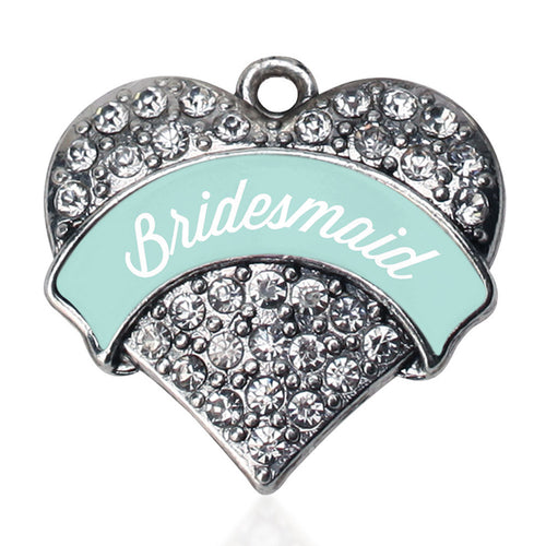 Mint Bridesmaid Pave Heart Charm