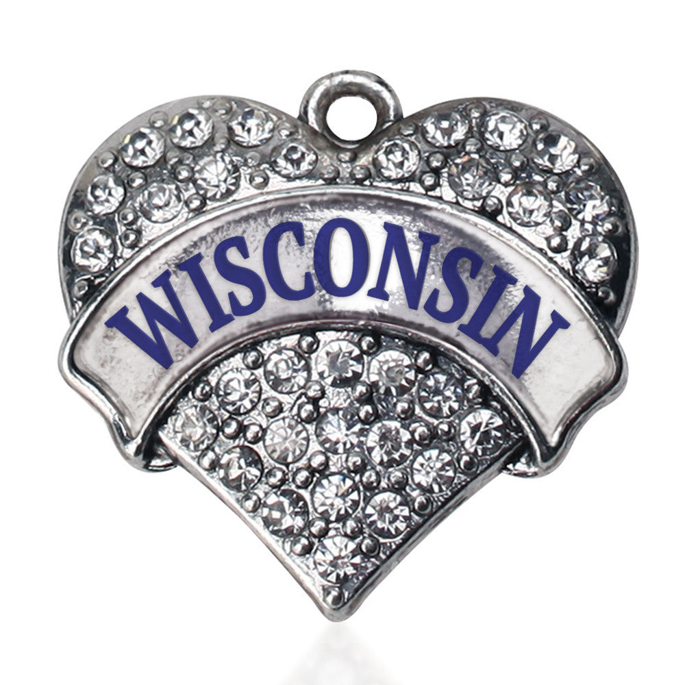 Wisconsin Pave Heart Charm