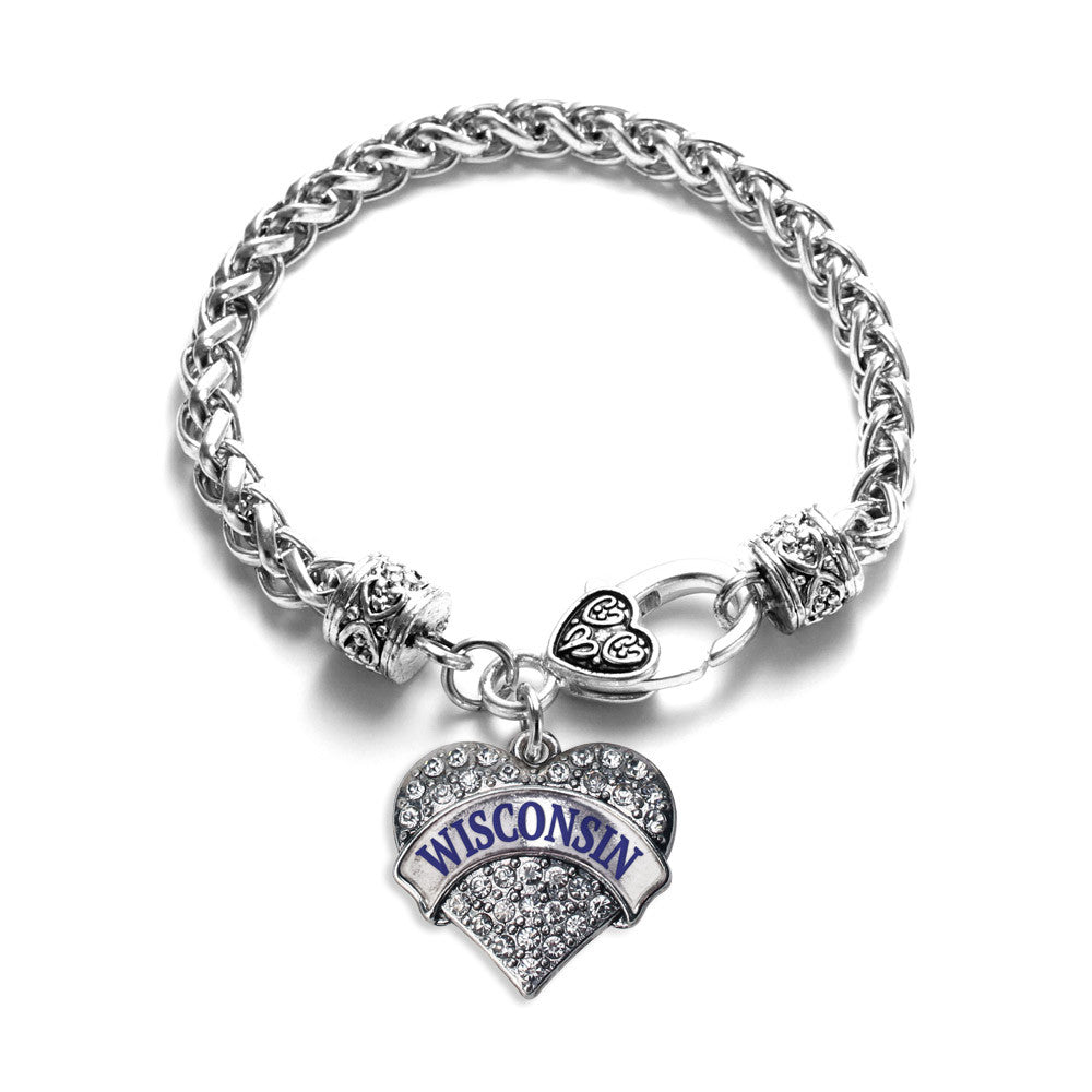 Wisconsin Pave Heart Charm