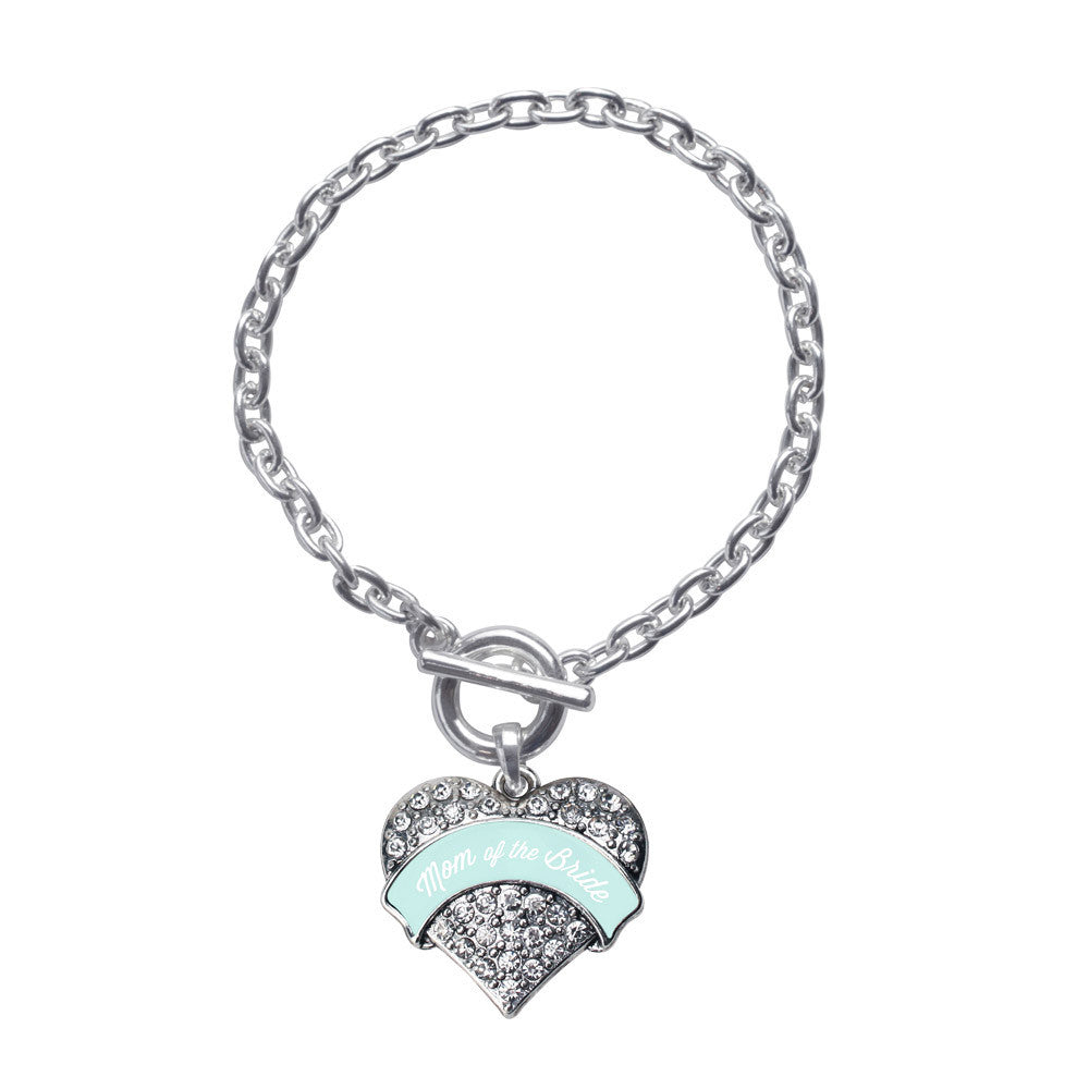 Mint Mom of Bride Pave Heart Charm