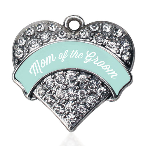 Mint Mom of Groom  Pave Heart Charm
