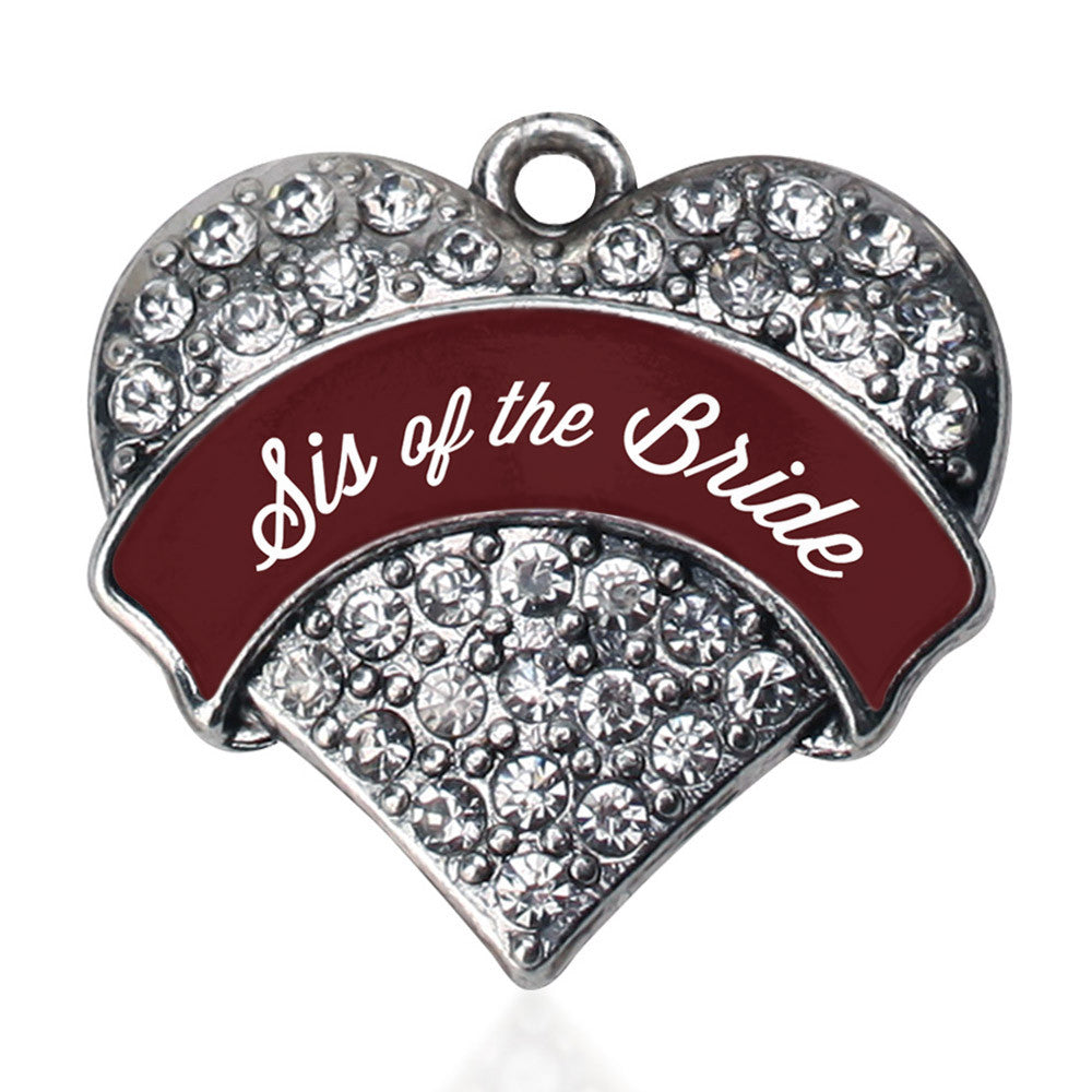 Burgundy Sis of the Bride Pave Heart Charm