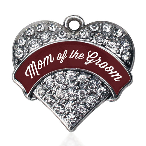 Burgundy Mom of of the Groom Pave Heart Charm
