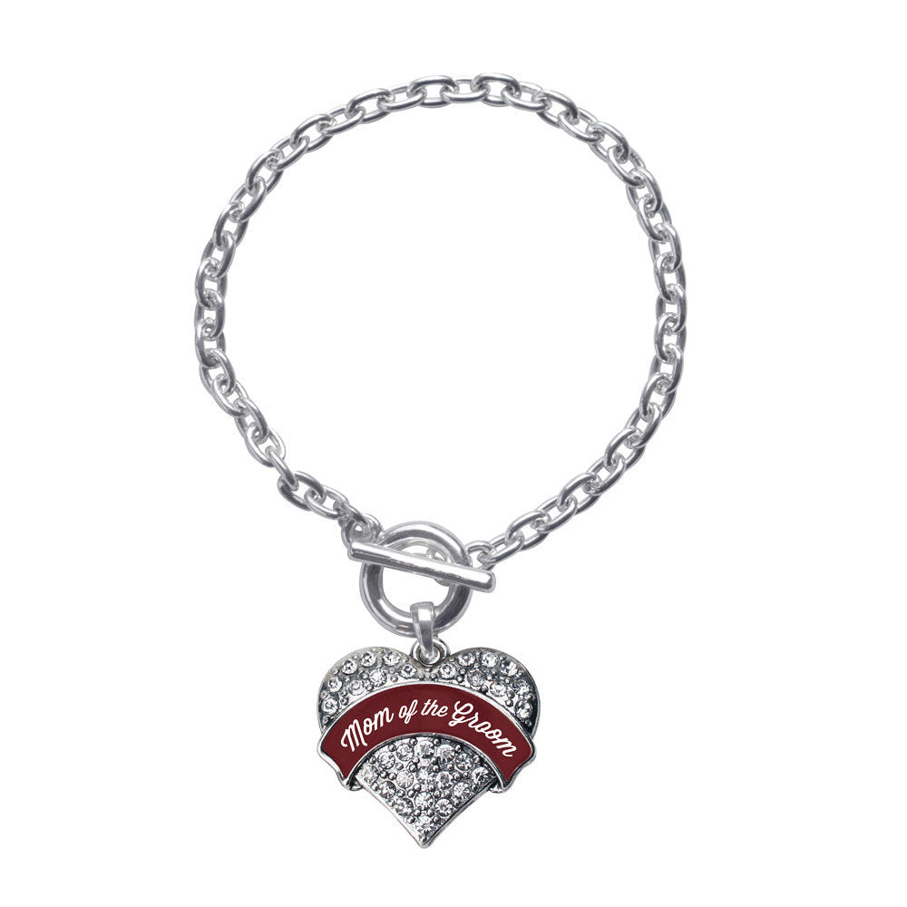 Burgundy Mom of of the Groom Pave Heart Charm