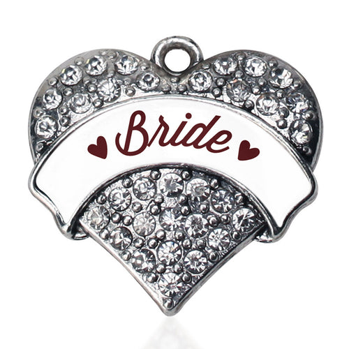 Burgundy Bride Pave Heart Charm