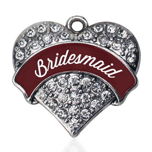 Burgundy Bridesmaid Pave Heart Charm