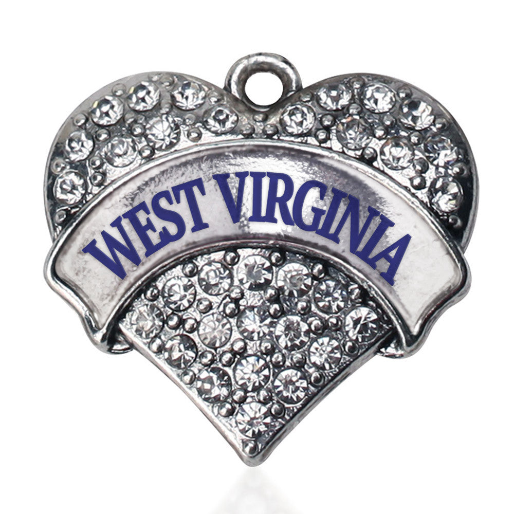 West Virginia Pave Heart Charm