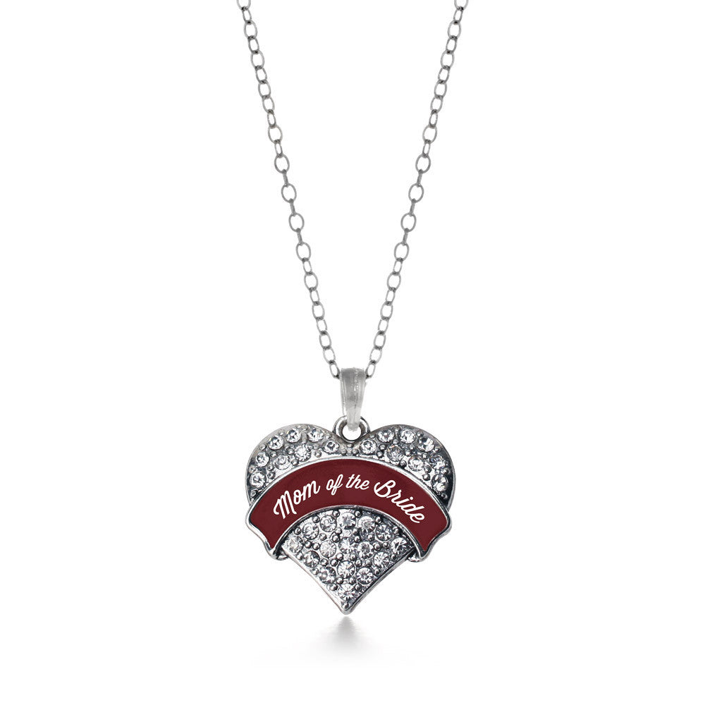 Burgundy Mom of the Bride Pave Heart Charm