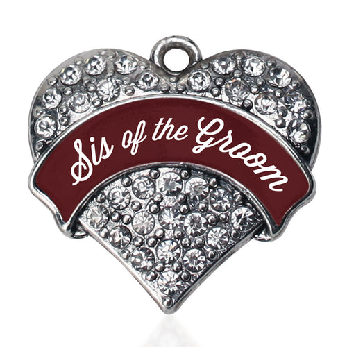 Burgundy Sis of the Groom Pave Heart Charm