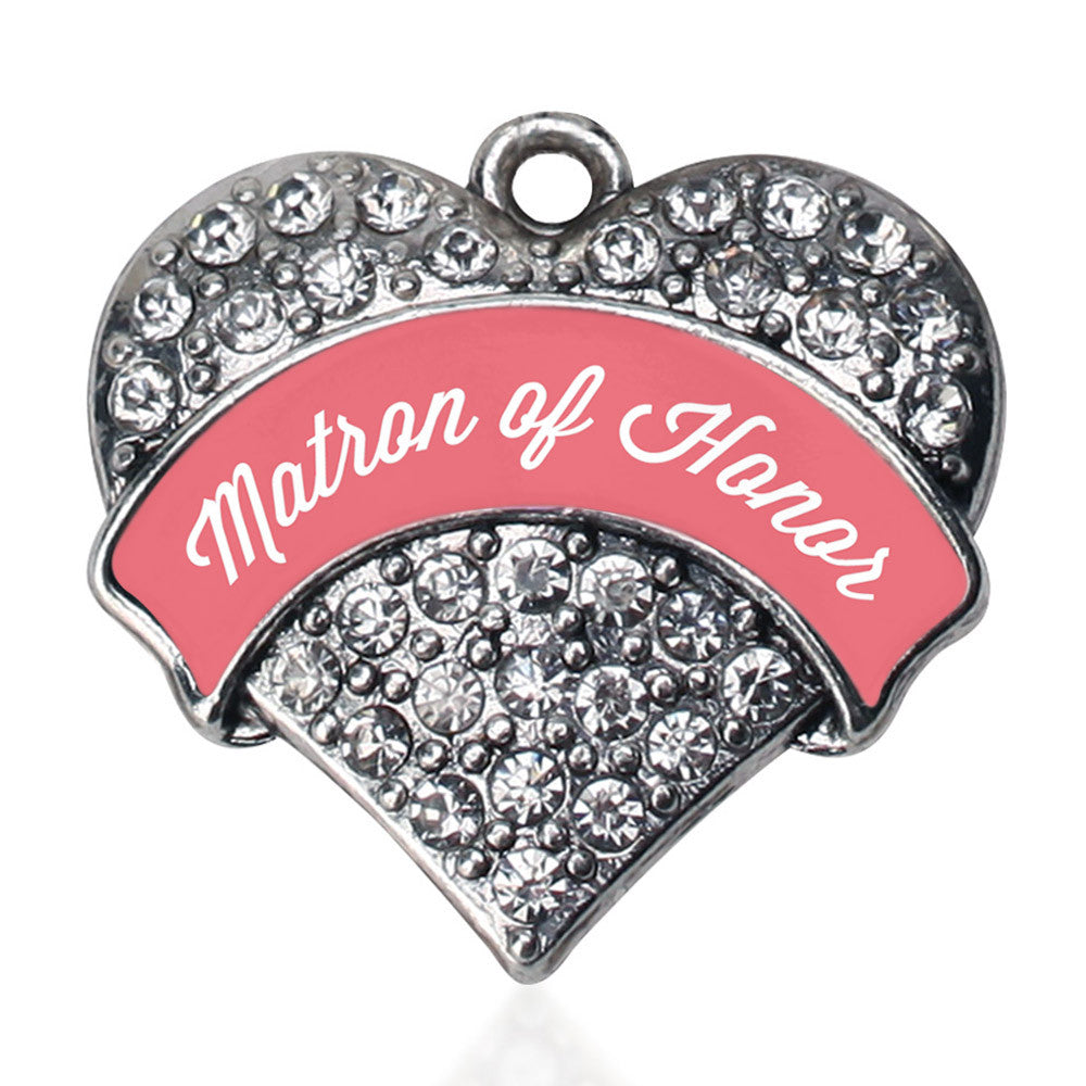 Coral Matron of Honor  Pave Heart Charm