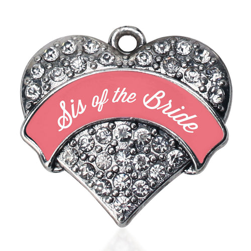 Coral Sis of Bride Pave Heart Charm