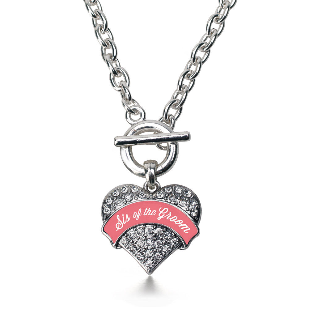 Coral Sis of Groom Pave Heart Charm
