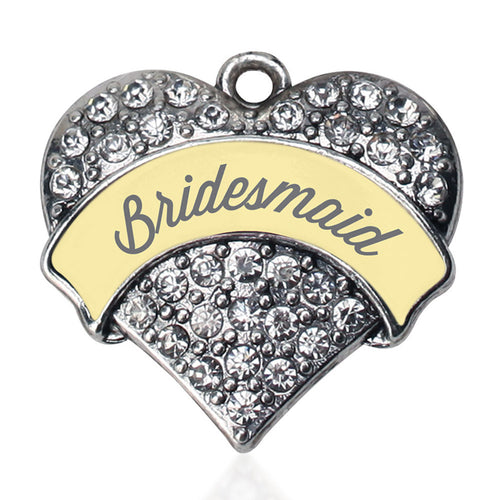 Cream Bridesmaid Pave Heart Charm