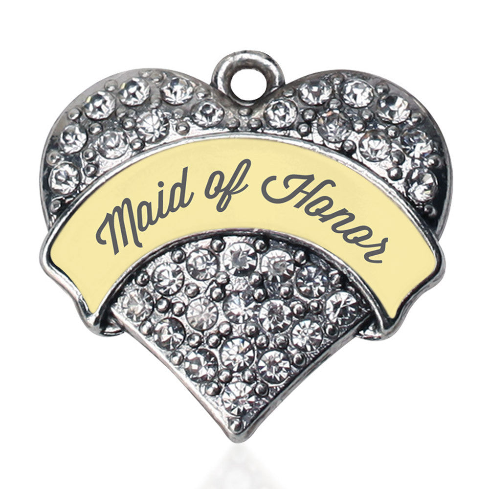 Cream Maid of Honor  Pave Heart Charm