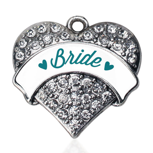 Dark Teal Bride Pave Heart Charm