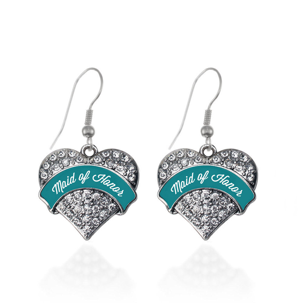 Dark Teal Maid of Honor Pave Heart Charm