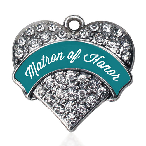 Dark Teal Matron of Honor Pave Heart Charm