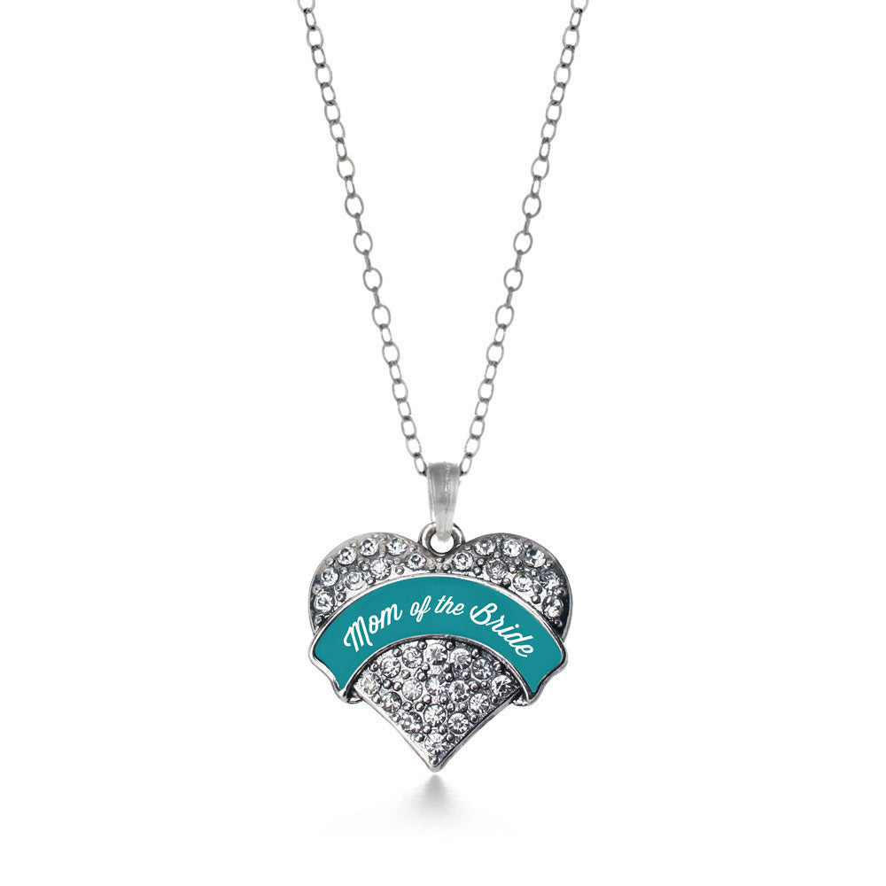 Dark Teal Mom of Bride  Pave Heart Charm
