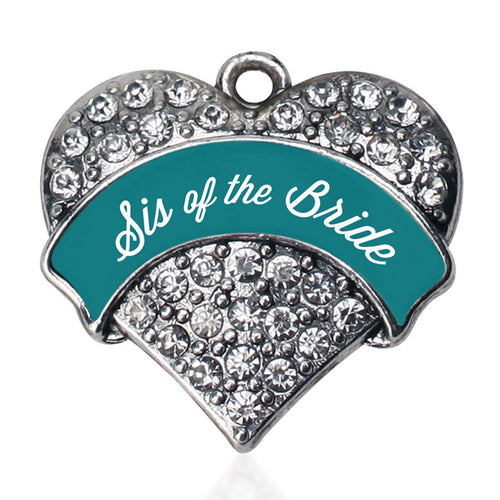 Dark Teal Sis of Brid Pave Heart Charm