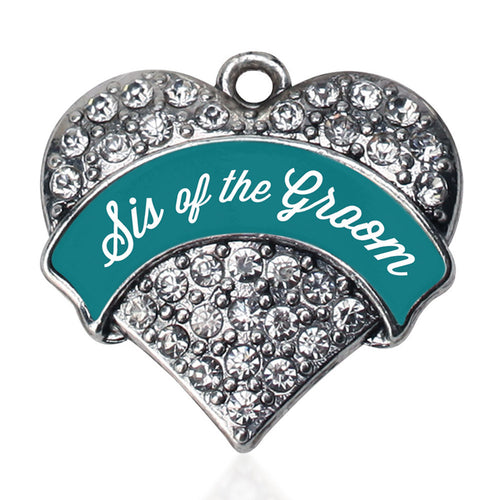 Dark Teal Sis of Groom Pave Heart Charm