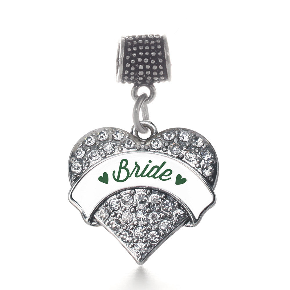 Forest Green Bride Pave Heart Charm