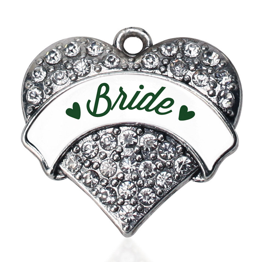 Forest Green Bride Pave Heart Charm