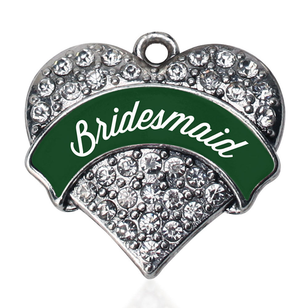 Forest Green Bridesmaid Pave Heart Charm