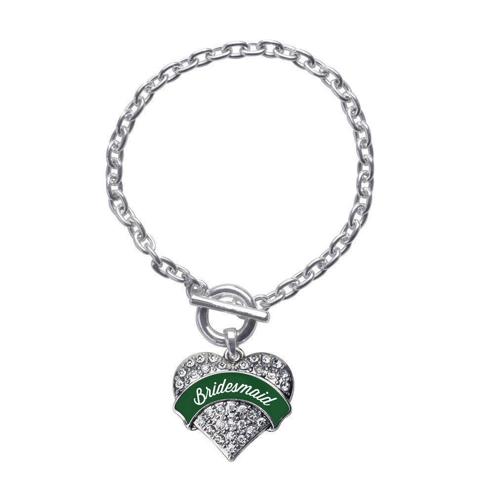 Forest Green Bridesmaid Pave Heart Charm