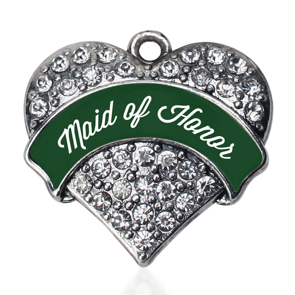 Forest Green Maid of Honor Pave Heart Charm