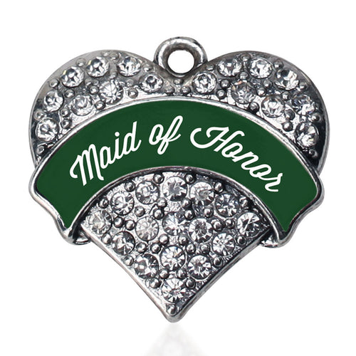 Forest Green Maid of Honor Pave Heart Charm