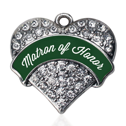 Forest Green Matron of Honor Pave Heart Charm