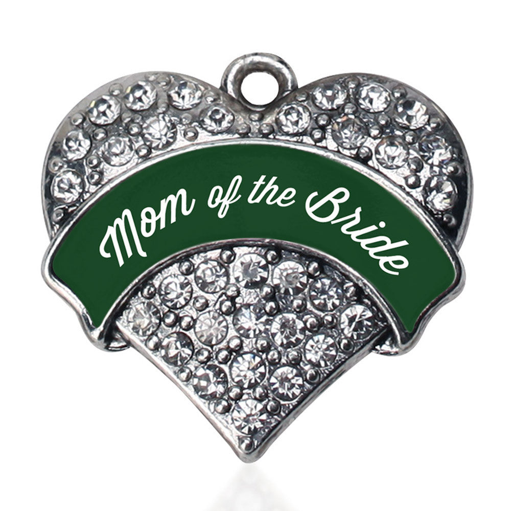 Forest Green Mom of Bride Pave Heart Charm