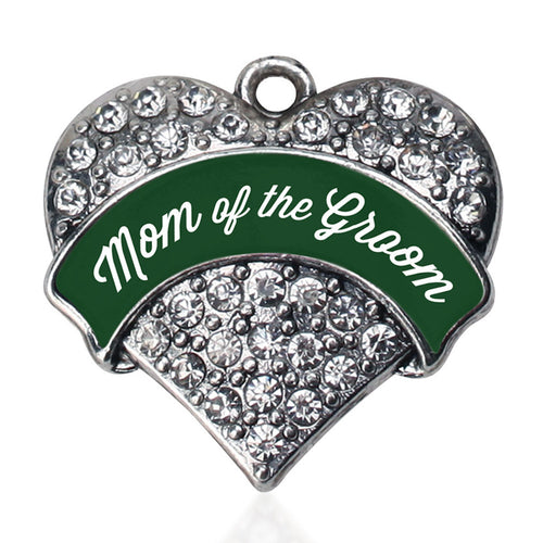 Forest Green Mom of Groom Pave Heart Charm