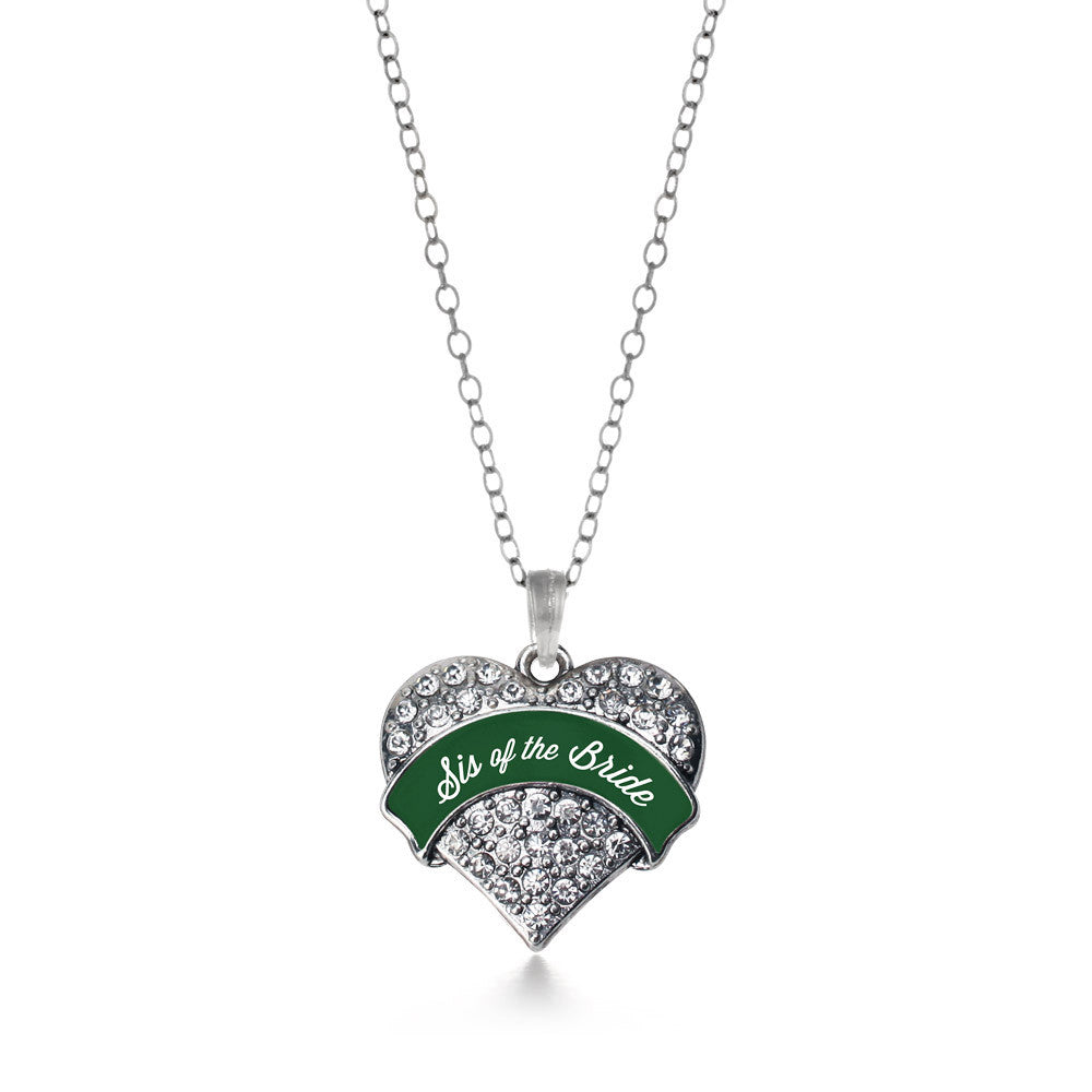Forest Green Sis of Bride  Pave Heart Charm