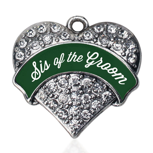 Forest Green Sis of Groom Pave Heart Charm