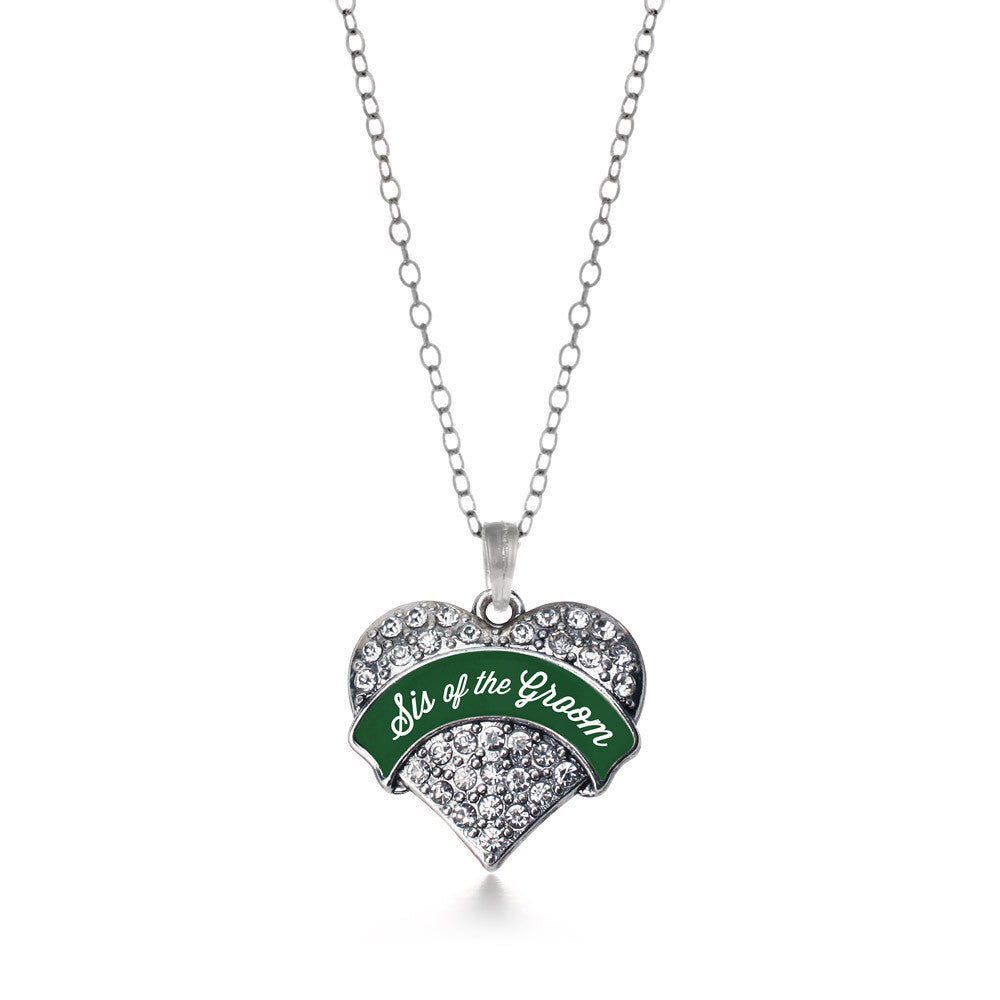 Forest Green Sis of Groom Pave Heart Charm
