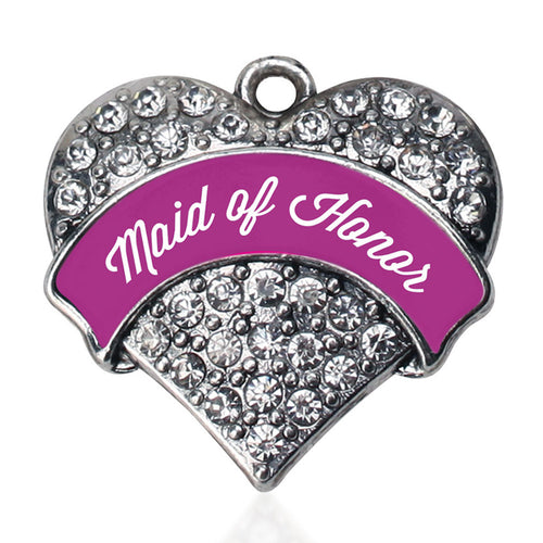 Magenta Maid of Honor  Pave Heart Charm