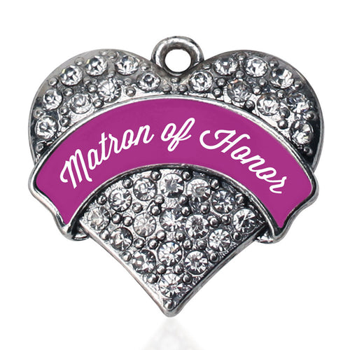 Magenta Matron of Honor  Pave Heart Charm