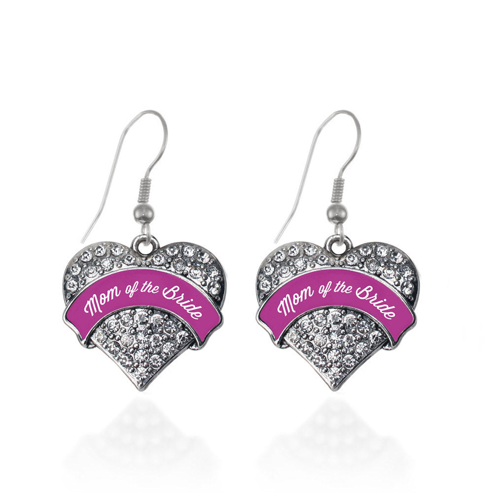 Magenta Mom of Bride  Pave Heart Charm