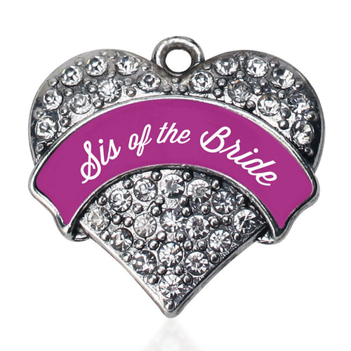 Magenta Sis of Bride  Pave Heart Charm