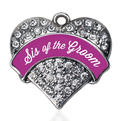 Magenta Sis of Groom  Pave Heart Charm