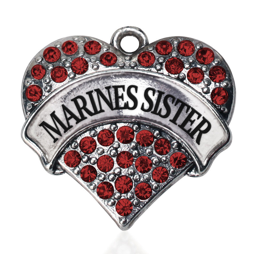 Marines Sister Pave Heart Charm