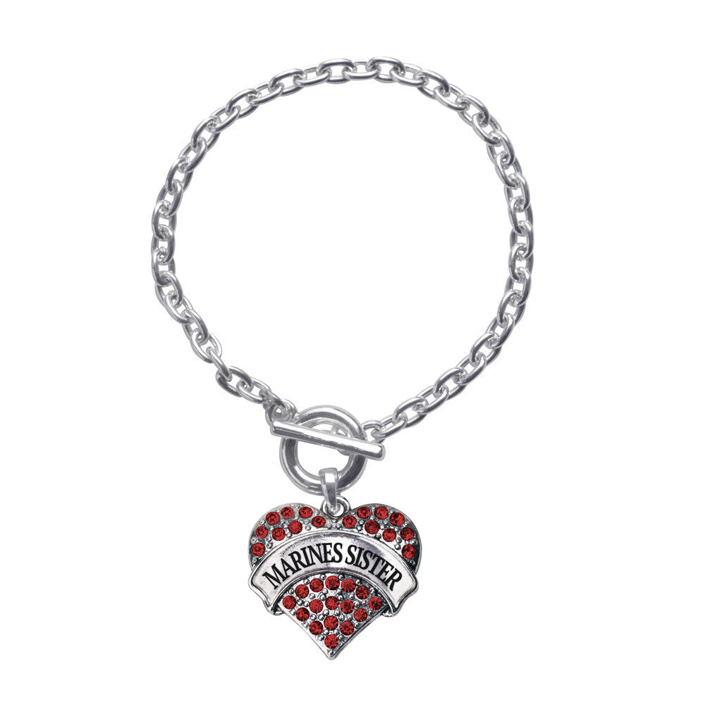 Marines Sister Pave Heart Charm