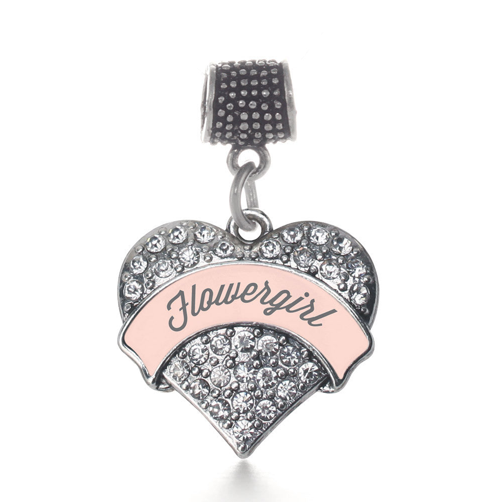 Nude Flower Girl  Pave Heart Charm